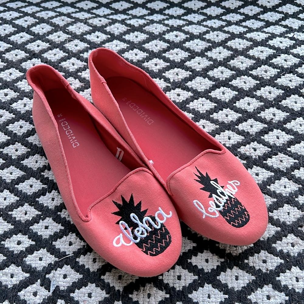 H&M Divided Aloha Beaches peach pink orange pineapple flats